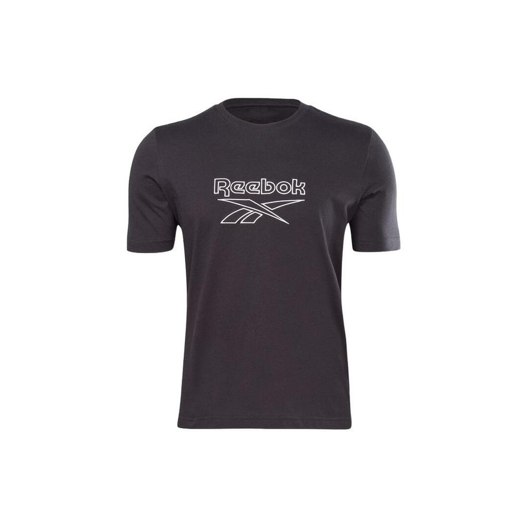 Reebok Logo Casual Breathable Round Neck Short Sleeve T-Shirt Unisex T-Shirt Black GU3886
