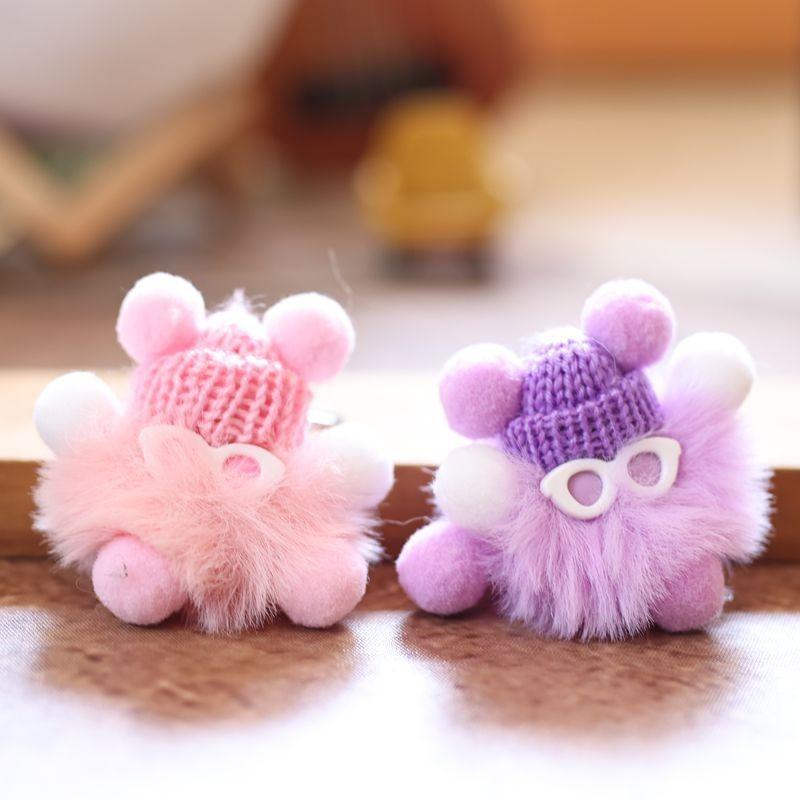 Small Ball Coal Pendant Keychain Ornament With Pp Cotton Soft Plush Gift For