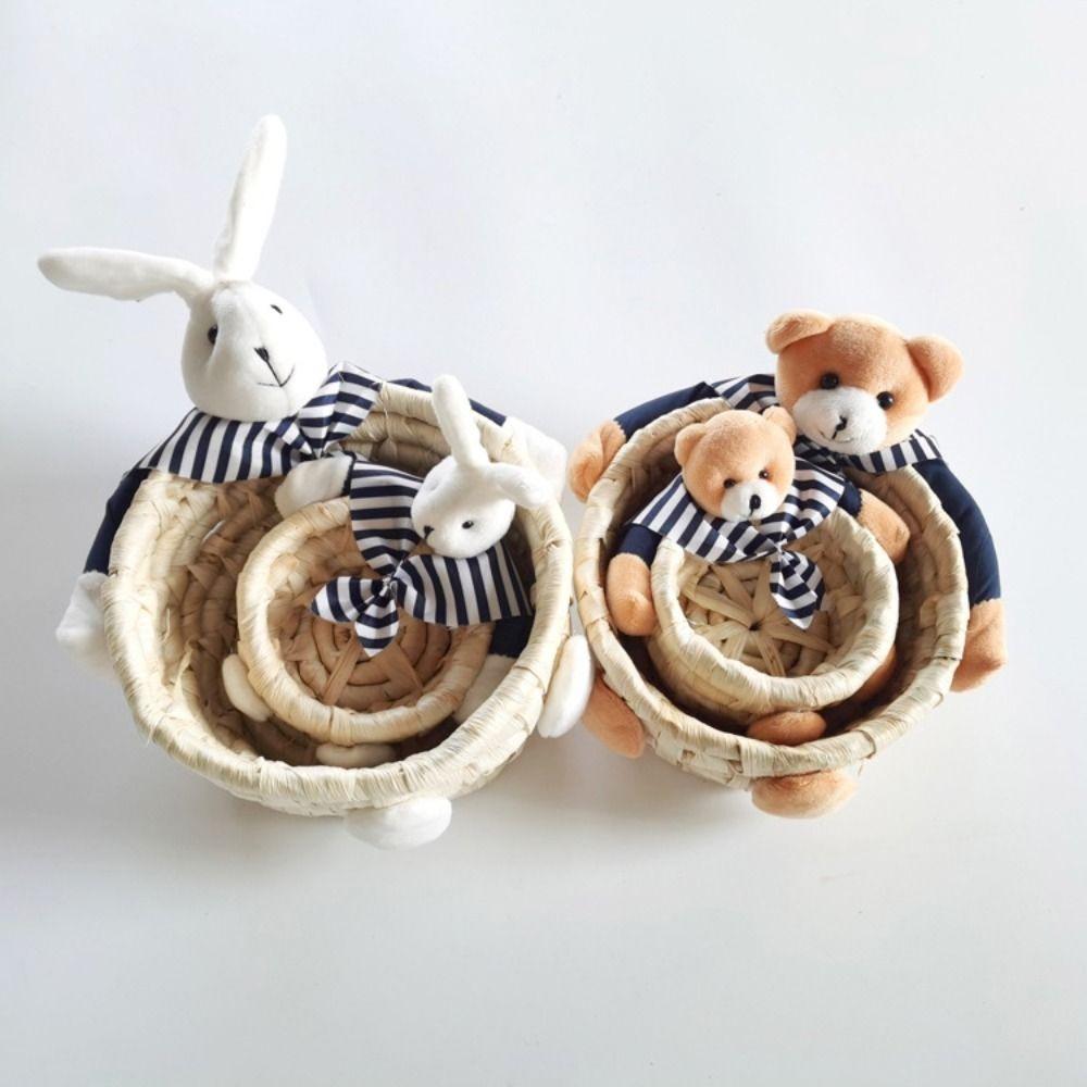 Handwoven Woven Basket Stackable Easter Rabbit Decoration Easter Bunny Storage Basket Sundries