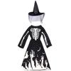 Glow in The Dark Skeleton Ghostly Witch Costume Witch Hat,Ghosty Skeleton Dress Cosplay Halloween Costume Kids Girls