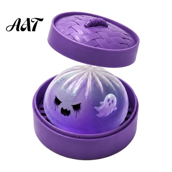 Steamed Bun Squeeze Toy 1/2/3Pcs Purple Ghost Dumpling Toy, Halloween Clear Stress Relief Ball Fidget Decompression 1pc