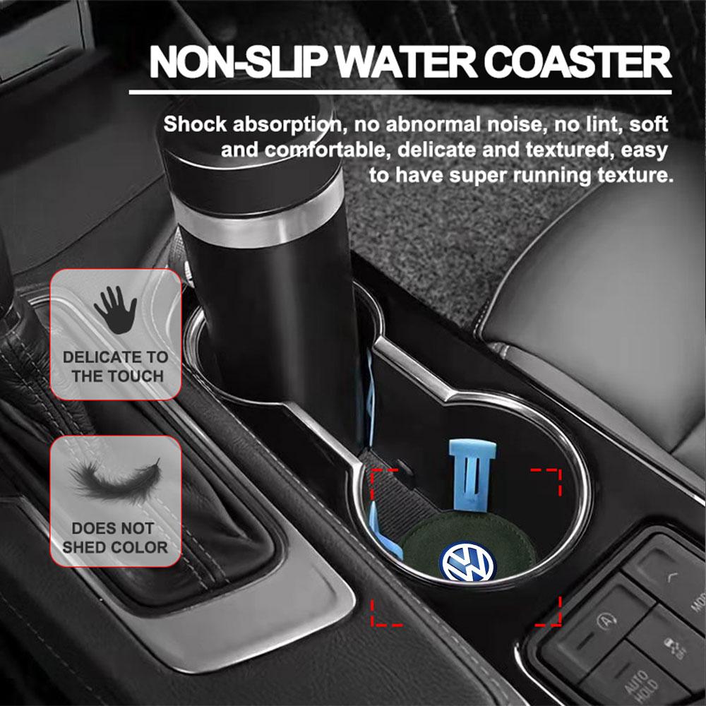 For VW Golf MK4 Bora Motion Jetta Beetle GTD GTI Polo Tiguan 2pcs Cup Holder Pad PU Leather Slot Non-slip Coaster Mat Valve Cap lcdf55