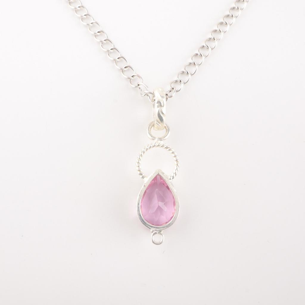 Morganite Gemstone 925 Sterling Silver Jewelry Handcrafted Boho Pendant 1.40" PP-12-12