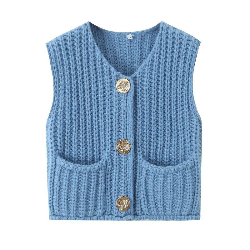 Kaslead New Arrival Women's Clothing Fashion Style Fashion Minimalist Sleeveless Short Knitted Vest