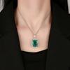 15x20mm Paraiba Tourmaline Color Pendant Necklace Square Emerald Cut Green Gemstone Halo Pendant Luxury Party Jewelry for Women