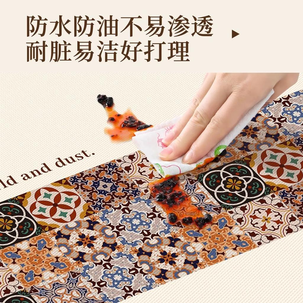 1pcsPVC No-clean Printed Tablecloth Waterproof Oil Resistant and Heat-resistant Desk Mat Geometric Floral Pattern Table Cover