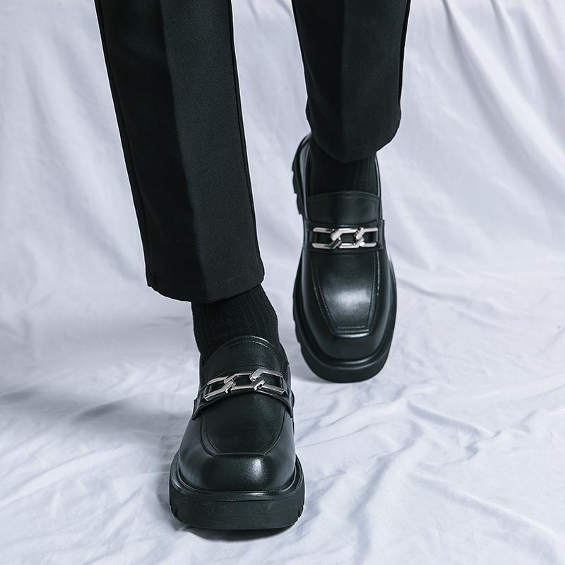 Modische, trendige Herren-Loafer mit dicken Sohlen, erhöhter britischer Stil, High-Level-Business-Casual-Slip-On-Party-Outdoor-Wanderschuhe