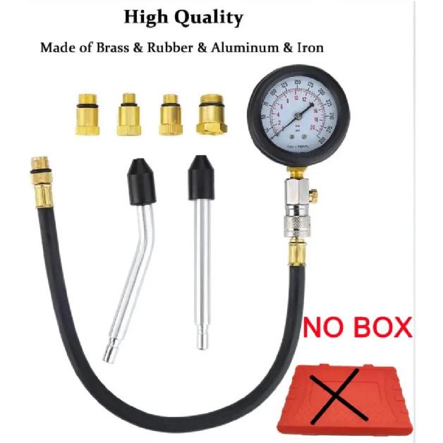 Gasoline Engine Compression Tester Car Pressure Gauge Tester Meter Auto Petrol Gas Engine Cylinder with M10 M12 M14 M18 Adapter no box