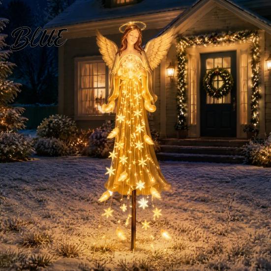 Solar Powered Path Lights Angel Remembrance Garden Light Resin Blessing Fountain Statue with Cascading Thoughtful Gifts LED Warm Lights Outdoor