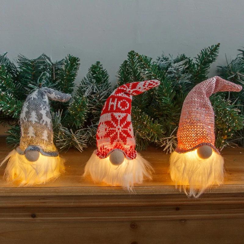 Christmas Decorations Night Light Forest Old Man with Light Gnome Doll Pendant Luminous Christmas Tree Pendant