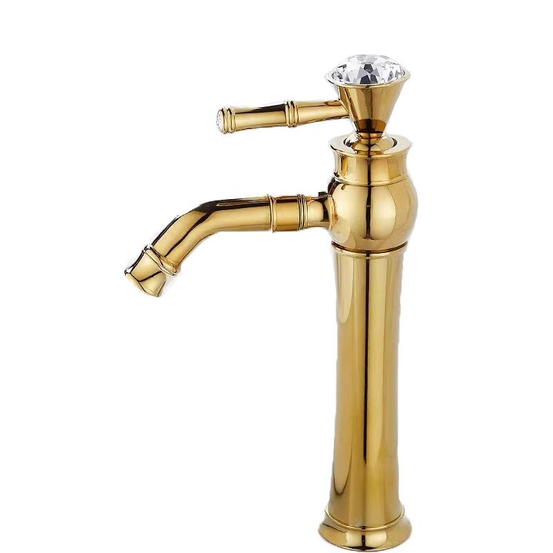 Chrome Basin Faucets Modern Gold Deck Mounted Bathroom Mixer Faucets Black Finish With Diamond High Bathroom Sink Faucet