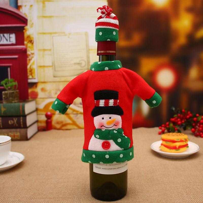 Funda para Botella de Vino de Suéter Navideño con Diseño Festivo Hecho a Mano en Colores Rojo y Verde