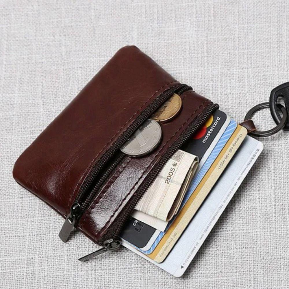 Portable Zipper Small Wallet Leather Key Case Simple Mini Coin Purse  Short Handbag