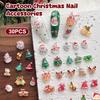 30 Pcs Cute Mini Resin Cartoon Christmas Decorations Flatback Ornament Jewelry Making Manicure Hairwear Accessories