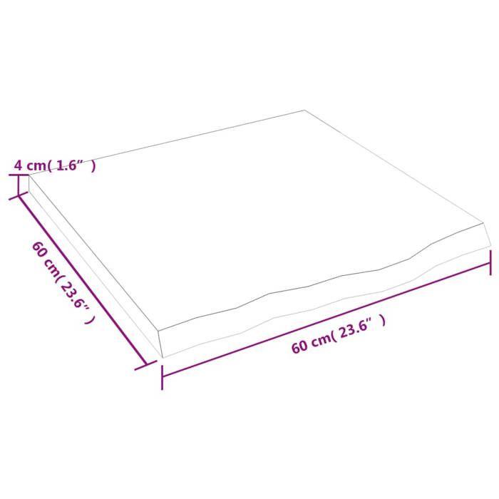 VidaXL Dessus de table marron clair 60x60x4 cm bois chêne traité 3156351