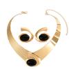 2025 New Style Women's Jewelry Geometric Inlaid Gemstone Design Exaggerated Necklace Versatile Earrings Women