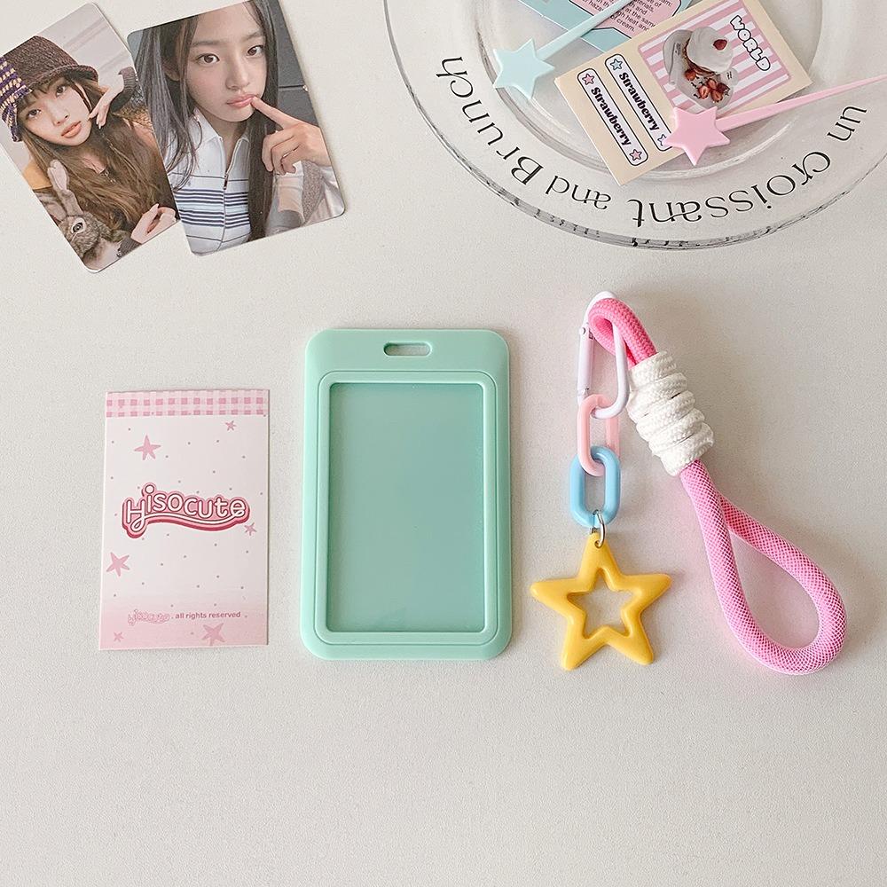 Star Pendant Photos Protective Cover Sliding Cover ID Card Storage Cute Students Card Holder