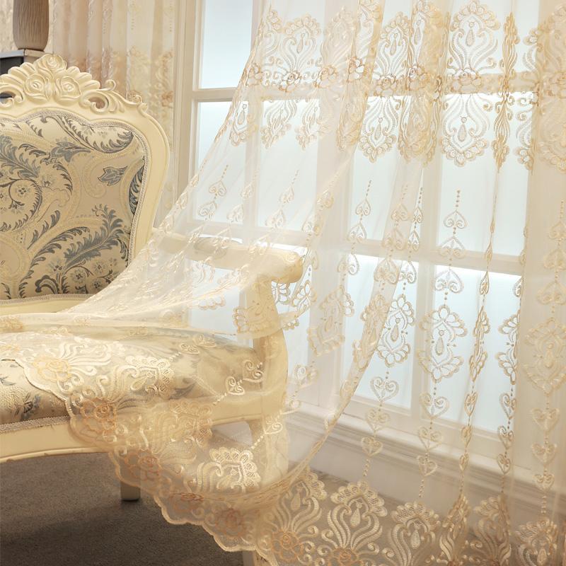 

1 шт. Прозрачные шторы с вышивкой в виде ромба в европейском стиле, современные полупрозрачные вышитые оконные занавески с геометрическим узором 200*270CM