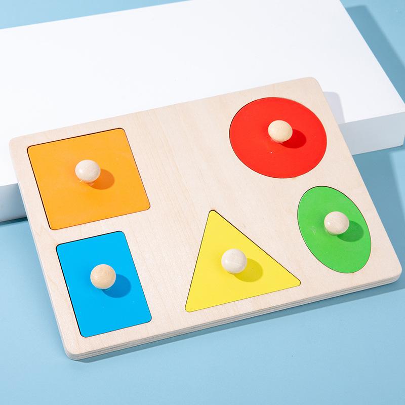 Montessori Bunte Geometrie Greifen Bord Holz Spielzeug Verriegelt Greifen Form Sortierung Bord Spielzeug Für Baby Pädagogisches Kinder Geschenke