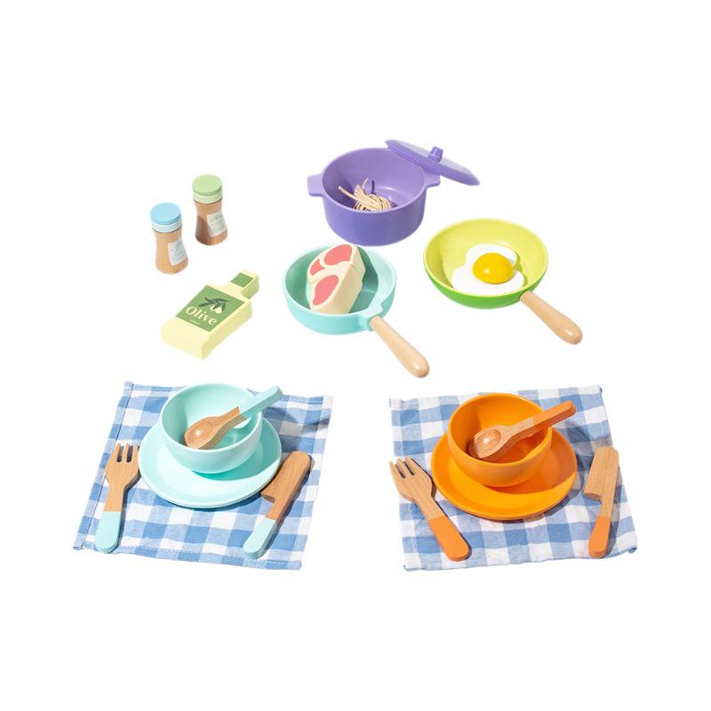 Wooden Play Kitchen Set for Girls (3-6 Years) - Pretend Afternoon Tea Toy