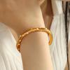 Bracelet Gold Stainless Steel Inlaid Imitation Pearl Irregular Opening Bracelet Light Luxury Versatile
