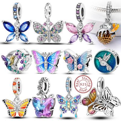 925 Silver Charm Beads Butterfly Dragonfly Firefly Charms Fit Original Bracelets DIY Jewelry For Women Gift