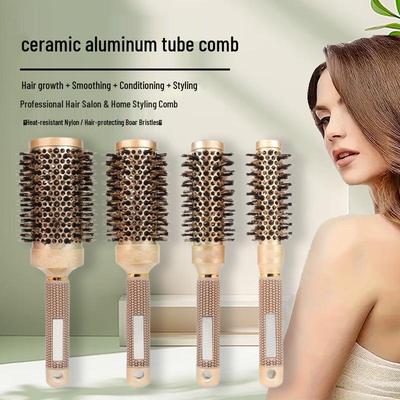 Ceramic Round Barrel Hair Styling Brush with Bristle – High-Temperature Resistant