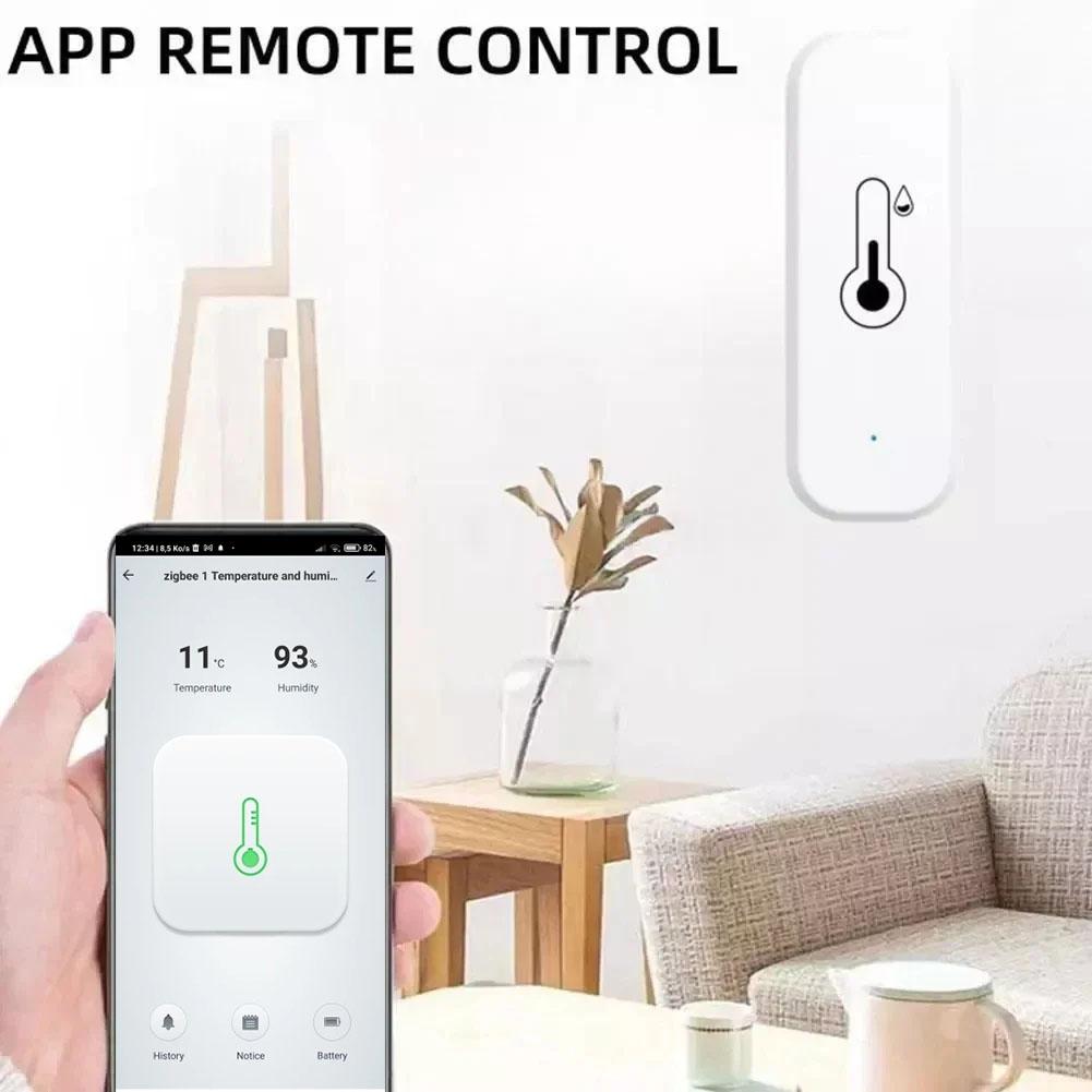Multifunctional Wireless Temperature & Humidity Sensor Real-Time Home App Monitoring Voice Control Via Alexa & Google Assistant Thermometer for Home