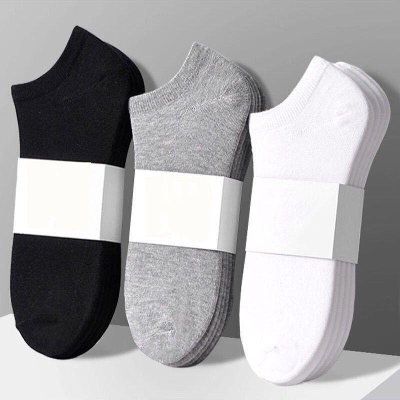 Comfortable Men's Summer Cotton Black Invisible Boat Socks Breathable Thin White Ins