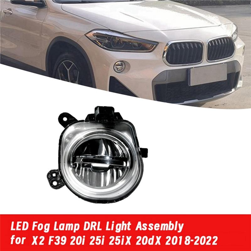 1Pair Front Bumper LED Fog Lamp DRL Light Assembly For BMW X2 F39 20I 25I 25Ix 20Dx 2018- 63177444805 63177444806-A87Q