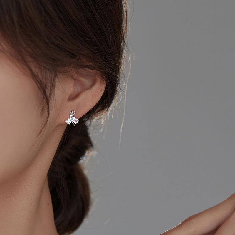 Dream Ballet Dancer Stud Earrings Female Japanese And Korean Luxury Elegant Temperament Dancing Girl Earrings Internet Celebrity Ins Earrings