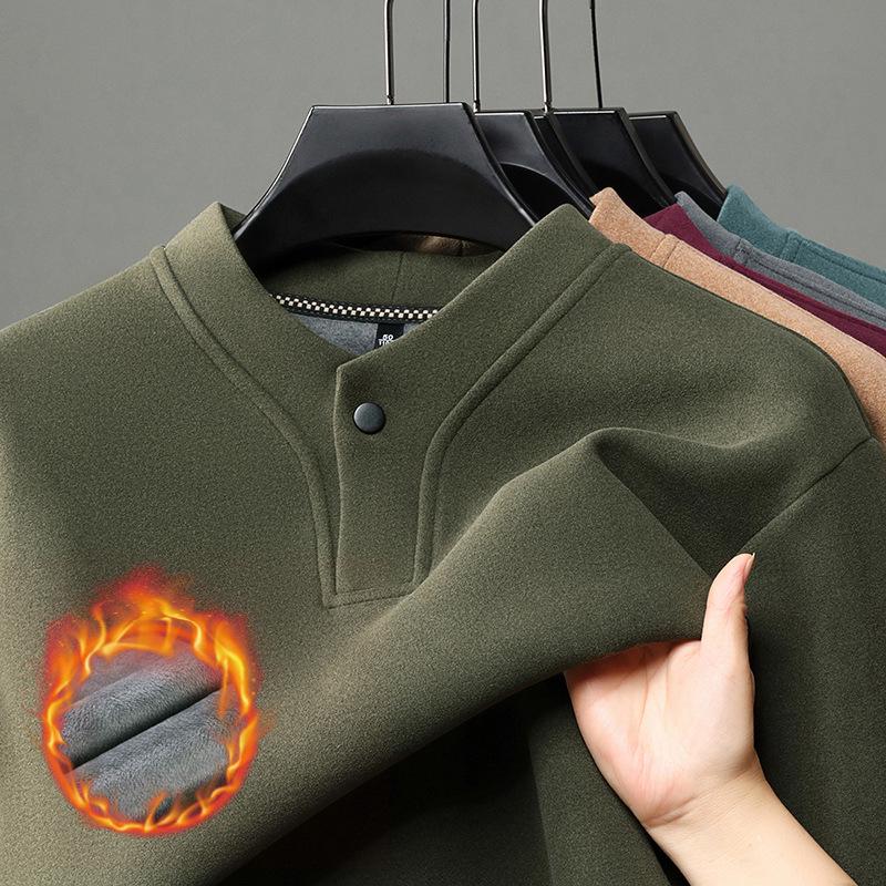 Men's 2025 Winter Plush Thickened V-Neck Sweatshirt - Warm Base Layer