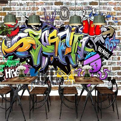 3D Street Graffiti Wallpaper Brick Wall Mural Photo Wallpaper Ktv Bar Cafe Restaurant Poster Decor Mural