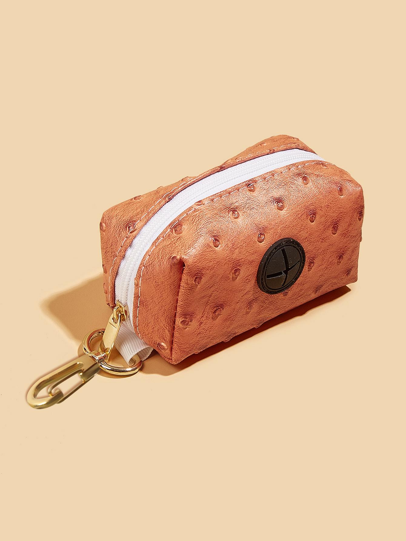 

Premium Dog Poop Bag Holder for Leash,PU Leather Bag Dog Poop Bag Dispenser Doggie Waste Bag Holder Puppy Poop Bag Carrier Fits оранжевый