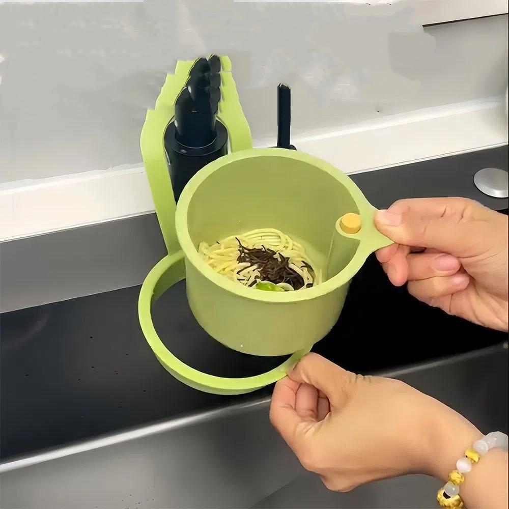 1Pc Plastic Kitchen Hanging Sink Drain Basket Automatic Dump Kitchen Sink Waste Collector Removable Bottom for Easy Installation