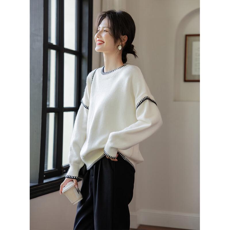 Mokana Women's Color-Block Round Neck Knit Sweater