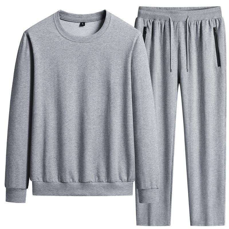 Autumn Large Size Casual Sports Suit Fashion Men's Long Sleeve Round Neck Loose Sweater Two Piece Set