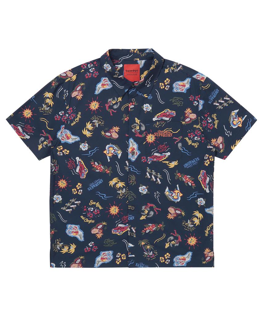Syupeodeulai Palm Surf Hawaiian Shirt Navy