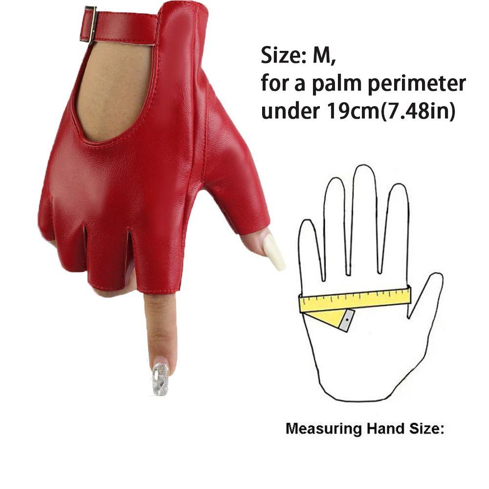 Waterproof Fingerless Gloves Square Buckle Driving Gloves Half Finger Gloves Stage Performances