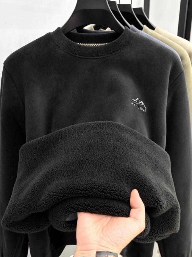 Men's Lambswool Velvet Thick Round Neck Winter Sweater - Super Warm Hoodie