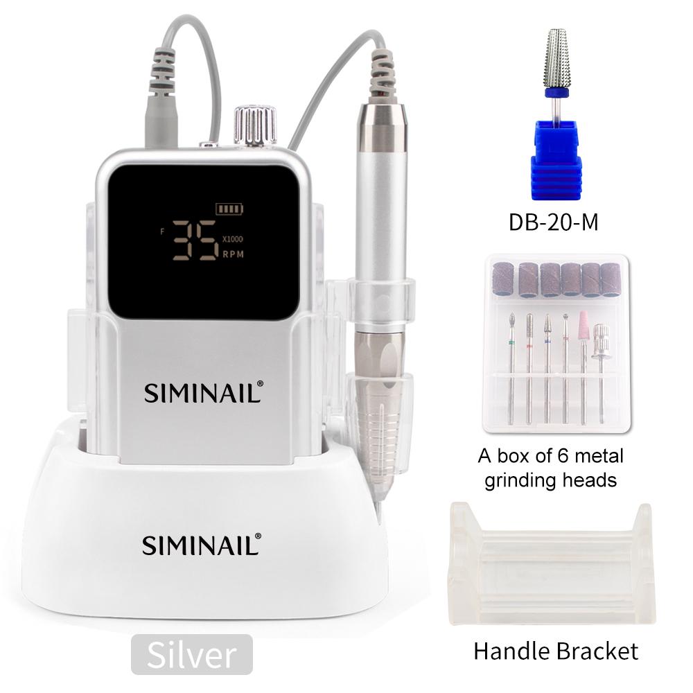 

BEPAN SIMINAIL Brushless Nail Drill Wireless Portable 35000RPM Nail File Manicure 85W Cordless Drilling Machine Polisher US серебряный