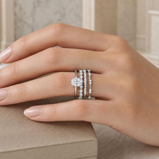 4 Pcs Stackable Rings for Women, Sparkly Cubic Zirconia Rings, Minimalist Statement Wedding Engagement Promise Rings
