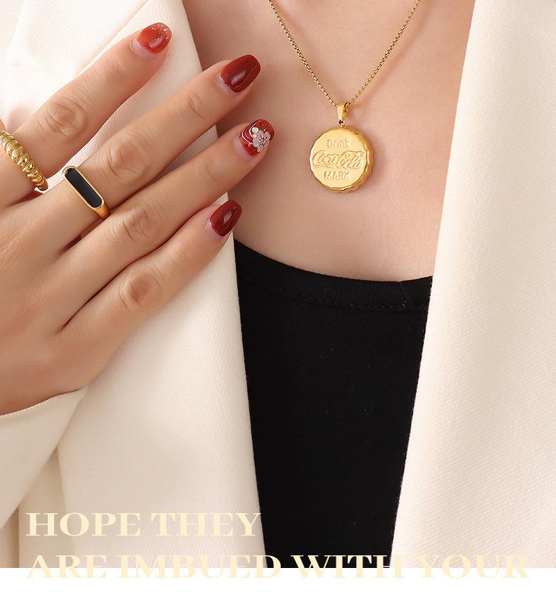 Gold-Plated Clavicle Chain Necklace with European Letter Bottle Cap Pendant