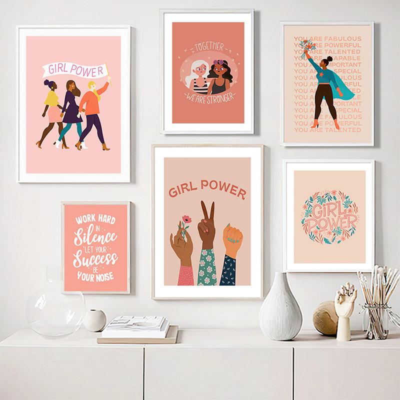 Poster e stampe femministe Girl Power Empowered Equality Nordic Wall Art Canvas Painting Immagini murali per l'arredamento del soggiorno
