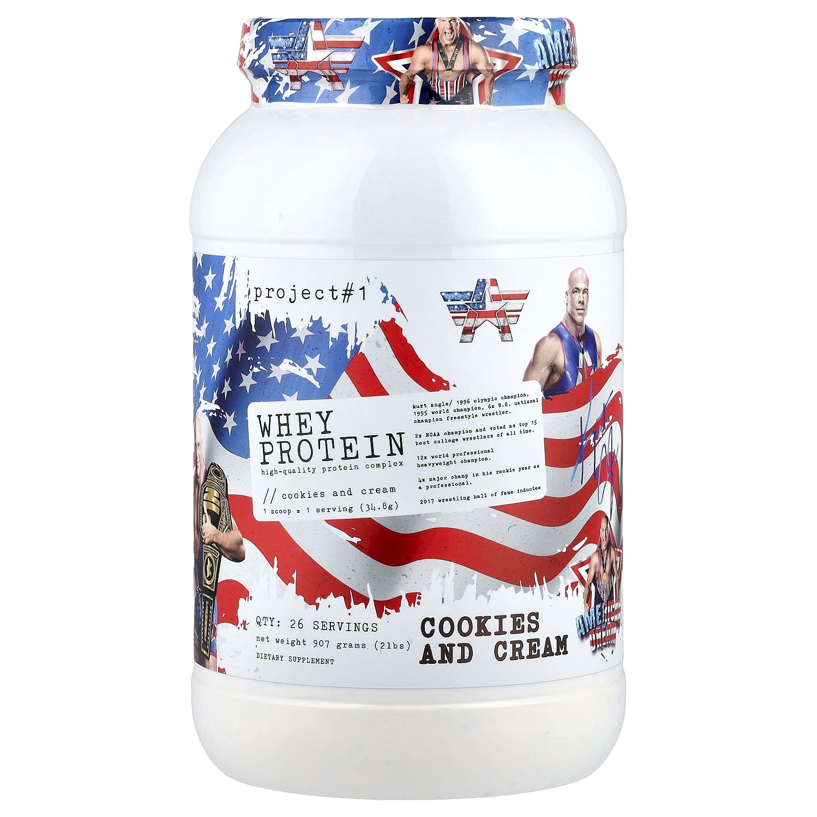 

Project 1 Nutrition, Whey Protein, High-Quality Protein Complex, American Dream, Cookies & Cream, 2 lbs (907 g)