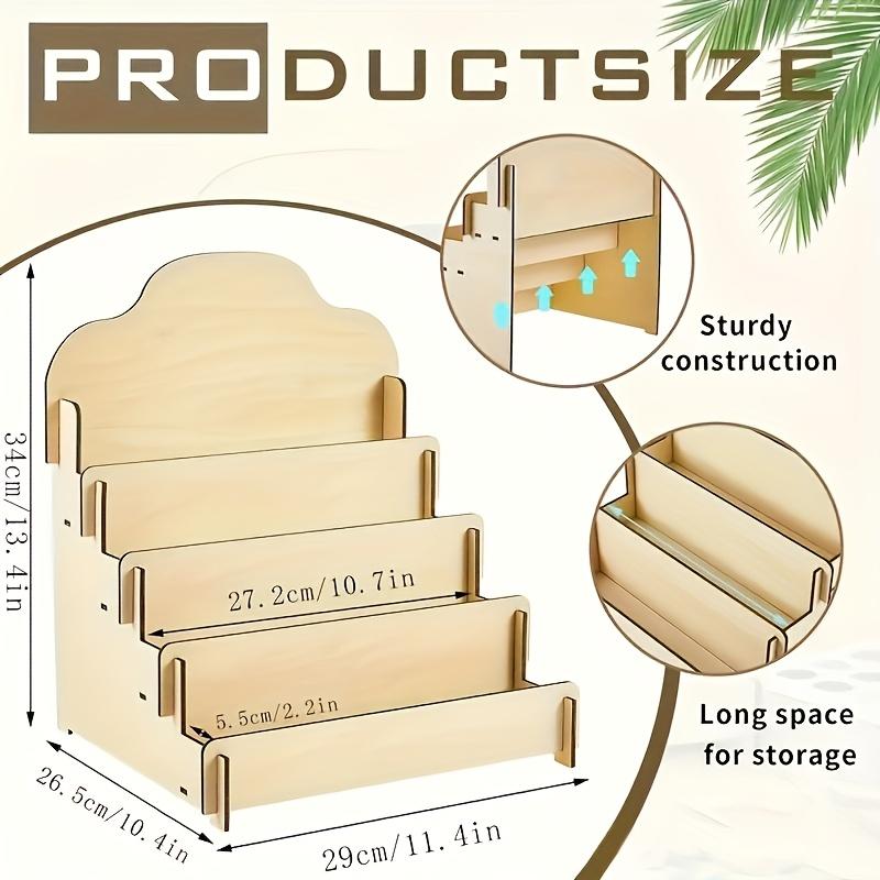 1pc Stylish Wooden Card Storage Rack with Multiple Compartments, Space-Saving Design for Greeting Cards & Postcards,Perfect for Office or Classroom