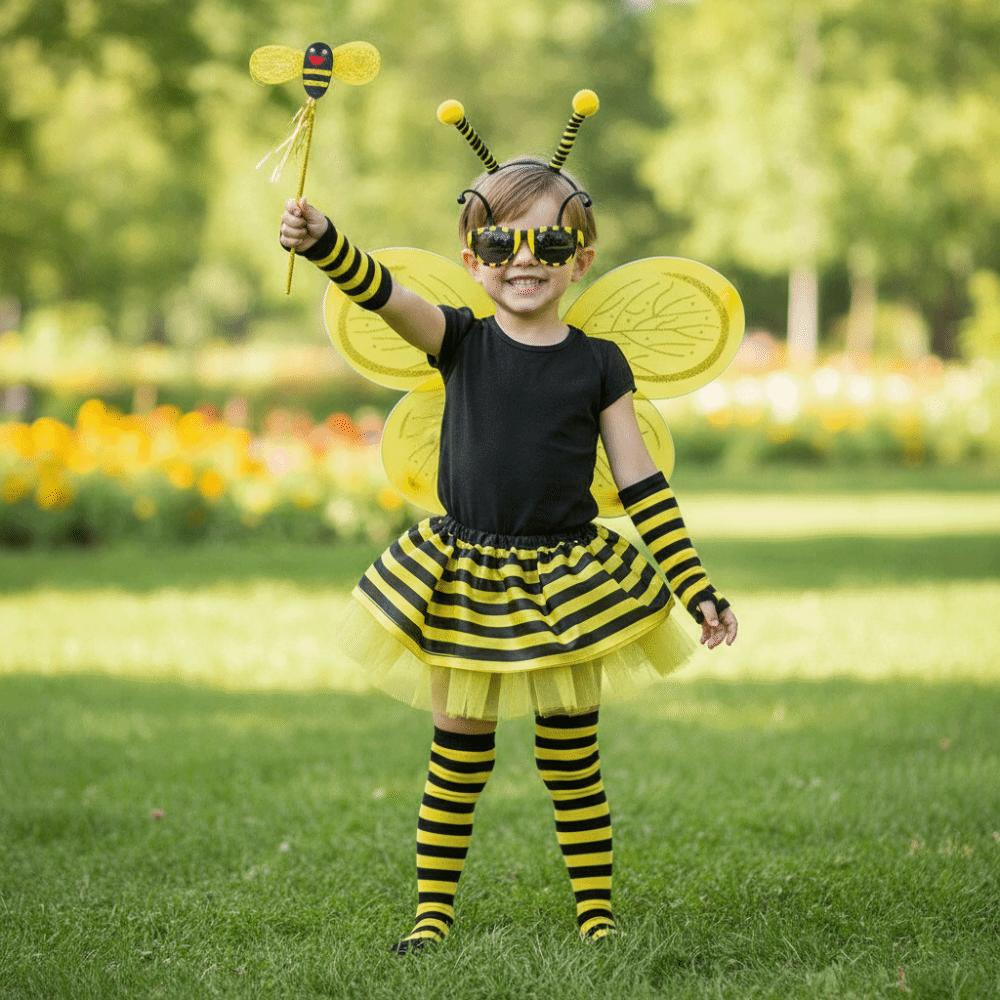 Costume Wings Bumblebee Costume Striped Knee Stocking Bee Dress Up Set Children's Parties