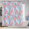 Blue Floral Leaf Shower Curtain Waterproof Bathroom Decor Home Accessories Customizable Size Modern Design Red Color