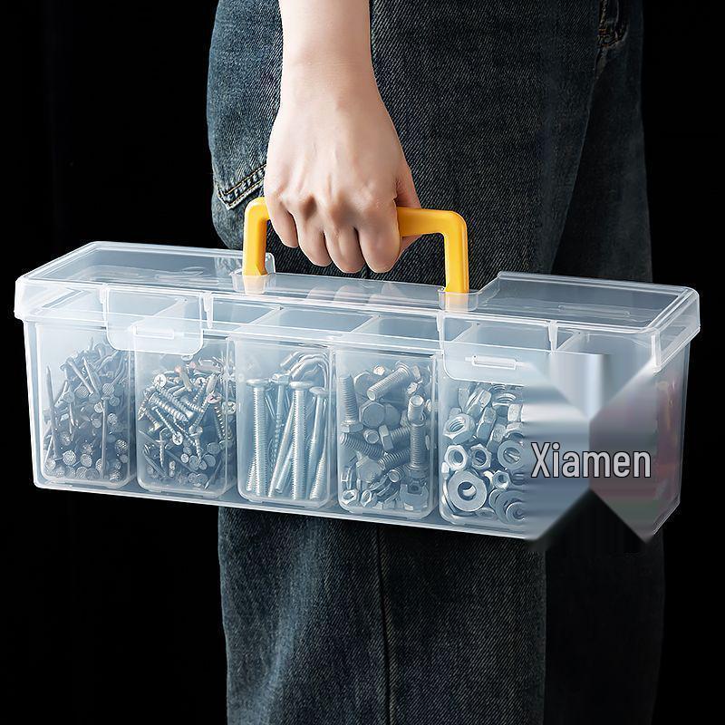 Transparent Divided Parts Storage Box for Hardware, Tools, and Screws - Portable Organizer