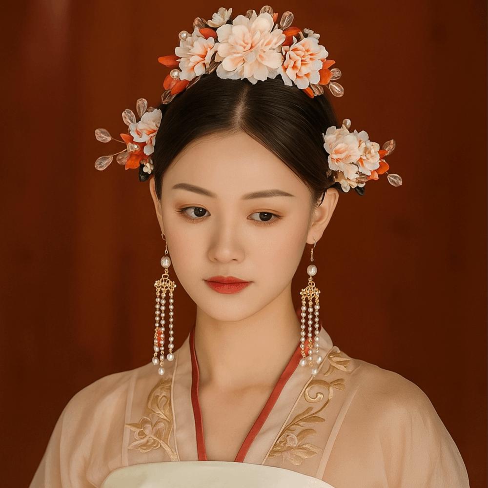 Earring Hanfu Hair Stick Tassel Flower Hair Comb Chinese Style Hairpin Set  Girl Hair Accessories